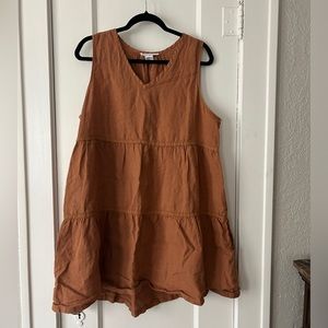 Orange V-neck Dress